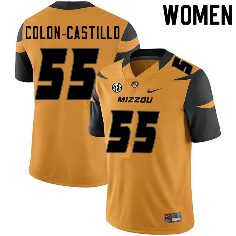 Women #55 Trystan Colon-Castillo Missouri Tigers College Football Jerseys Sale-Yellow